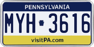 PA license plate MYH3616