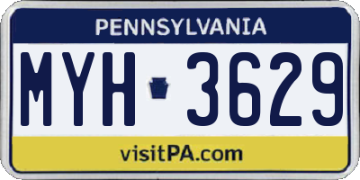 PA license plate MYH3629