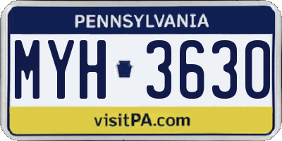 PA license plate MYH3630