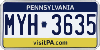 PA license plate MYH3635