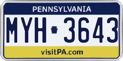 PA license plate MYH3643