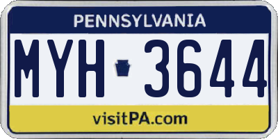 PA license plate MYH3644