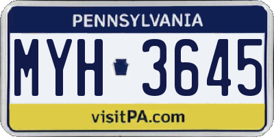 PA license plate MYH3645