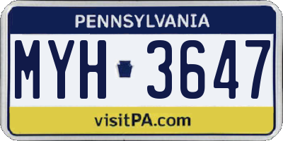 PA license plate MYH3647