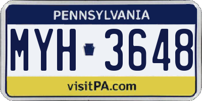 PA license plate MYH3648