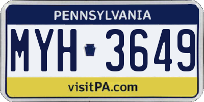PA license plate MYH3649