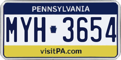 PA license plate MYH3654
