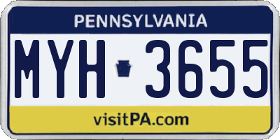 PA license plate MYH3655