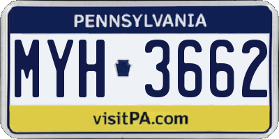 PA license plate MYH3662