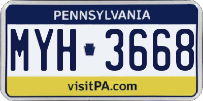 PA license plate MYH3668