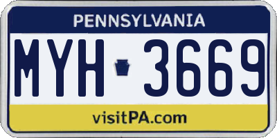 PA license plate MYH3669