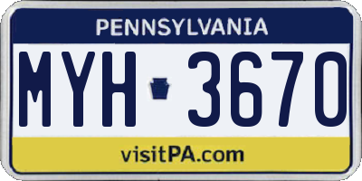 PA license plate MYH3670