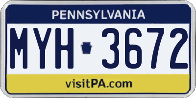 PA license plate MYH3672