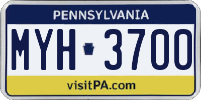 PA license plate MYH3700