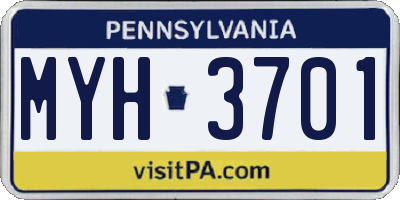 PA license plate MYH3701
