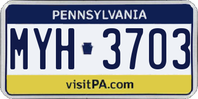 PA license plate MYH3703