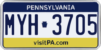 PA license plate MYH3705