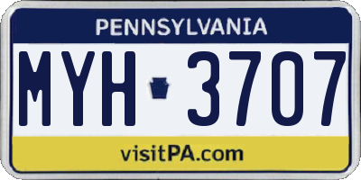 PA license plate MYH3707