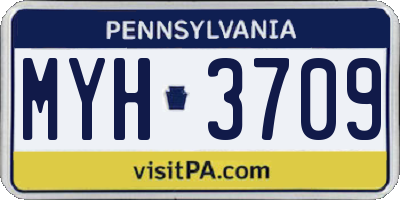PA license plate MYH3709