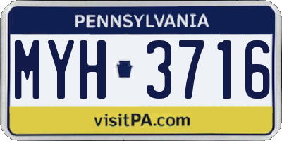 PA license plate MYH3716