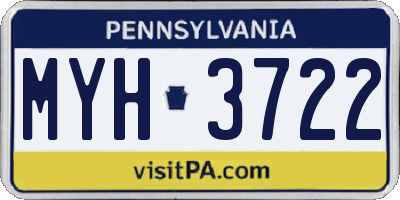 PA license plate MYH3722