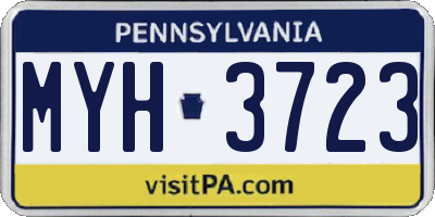 PA license plate MYH3723