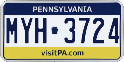 PA license plate MYH3724