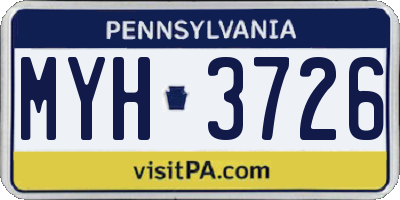 PA license plate MYH3726