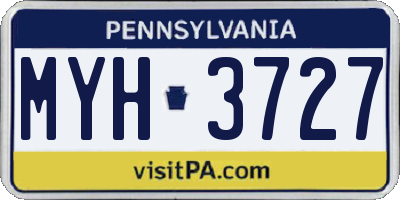 PA license plate MYH3727