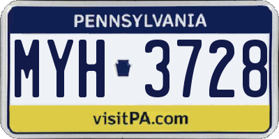 PA license plate MYH3728