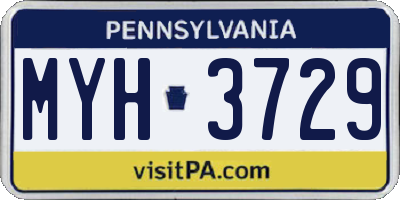 PA license plate MYH3729