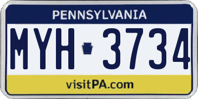 PA license plate MYH3734