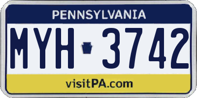 PA license plate MYH3742