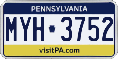 PA license plate MYH3752