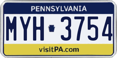 PA license plate MYH3754