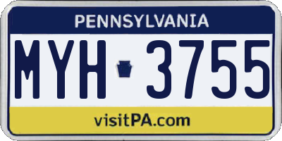 PA license plate MYH3755