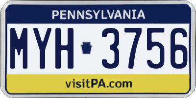 PA license plate MYH3756