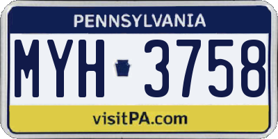PA license plate MYH3758