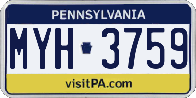 PA license plate MYH3759
