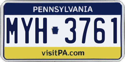 PA license plate MYH3761
