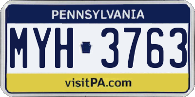 PA license plate MYH3763
