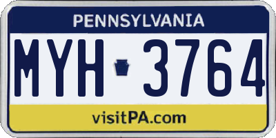 PA license plate MYH3764