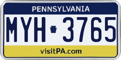 PA license plate MYH3765