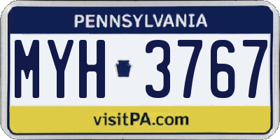 PA license plate MYH3767