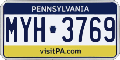 PA license plate MYH3769