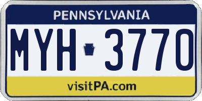 PA license plate MYH3770