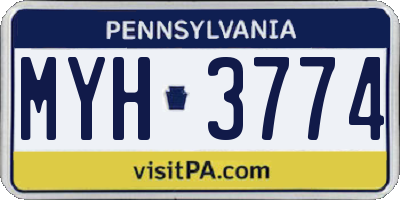 PA license plate MYH3774