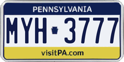 PA license plate MYH3777