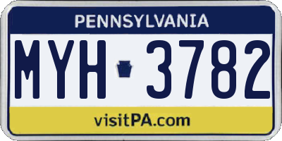PA license plate MYH3782