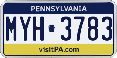 PA license plate MYH3783